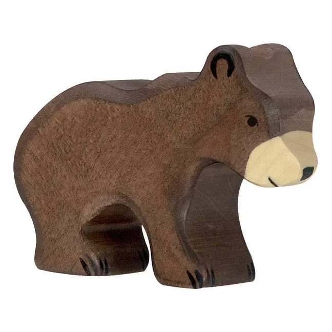 Figurine en bois petit ours brun | Marron