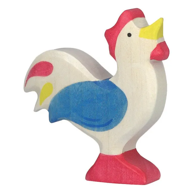 Rooster wooden figurine | Blue