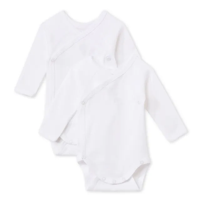 Lot 2 Bodies Croisés Coton Bio | Blanc