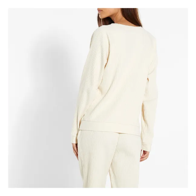 Geripptes Sweatshirt Basic aus Bio-Baumwolle | Grauweiß