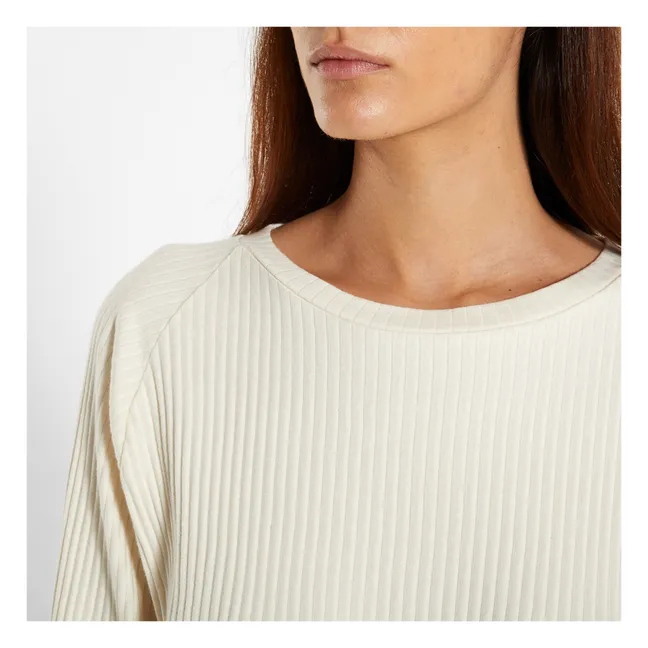 Sweat Côtelé Basic Coton Bio | Blanc cassé