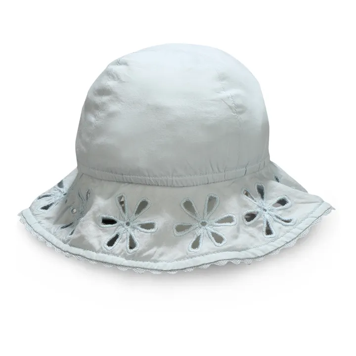 Cappello cotone bio ricamo inglese  | Blu- Immagine del prodotto n°0