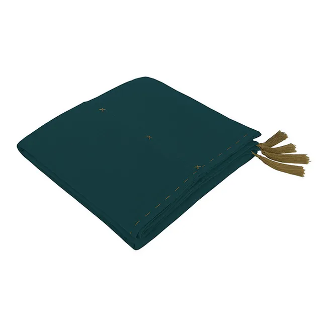 Nappe en double gaze de coton bio | Teal Blue S022