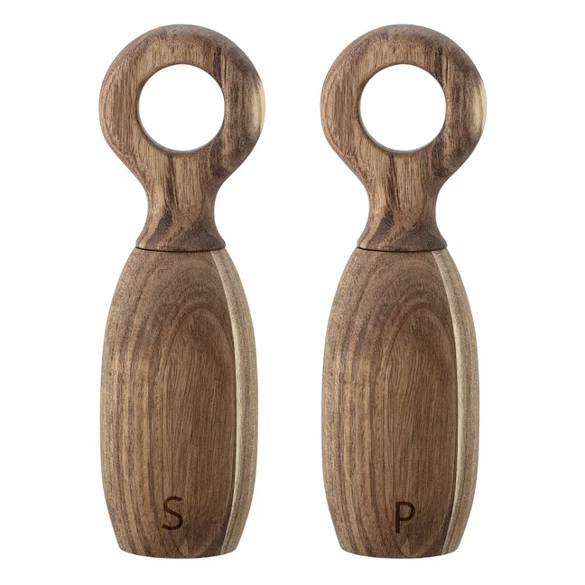 Salière et poivrière en acacia | Marron