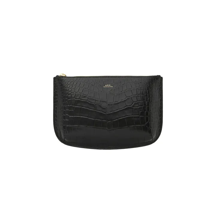 Pochette Sarah aus Tasche Halbmond aus Geprägtes Leder Croco | Schwarz- Produktbild Nr. 0