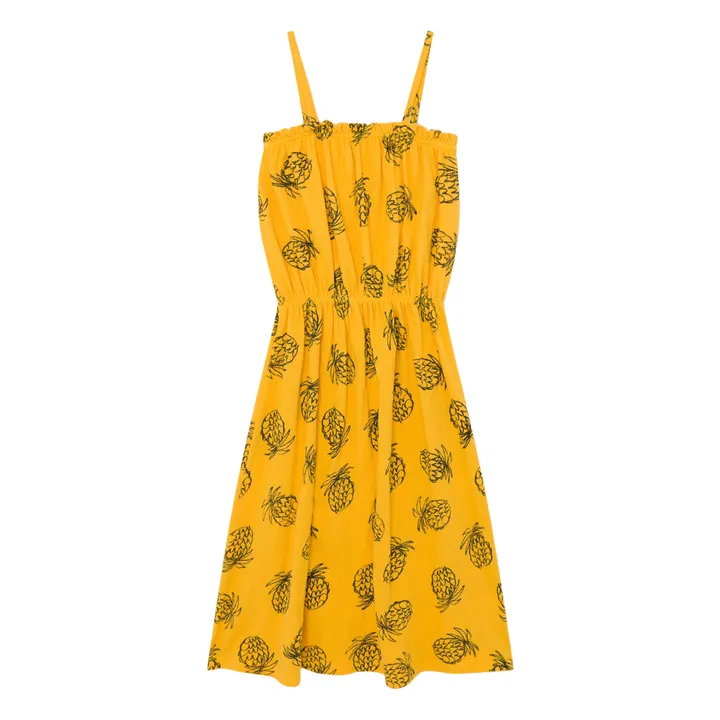 Vestido Largo Piñas Algodón Bio | Amarillo- Imagen del producto n°4