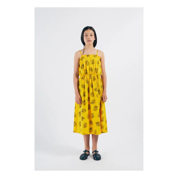 Vestido Largo Piñas Algodón Bio | Amarillo- Imagen del producto n°2