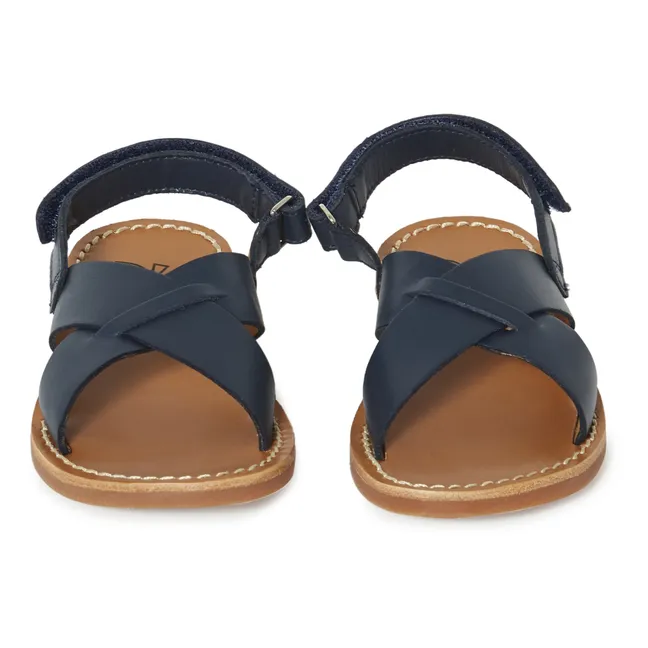 Stitch Cross Beach Sandals | Navy blue