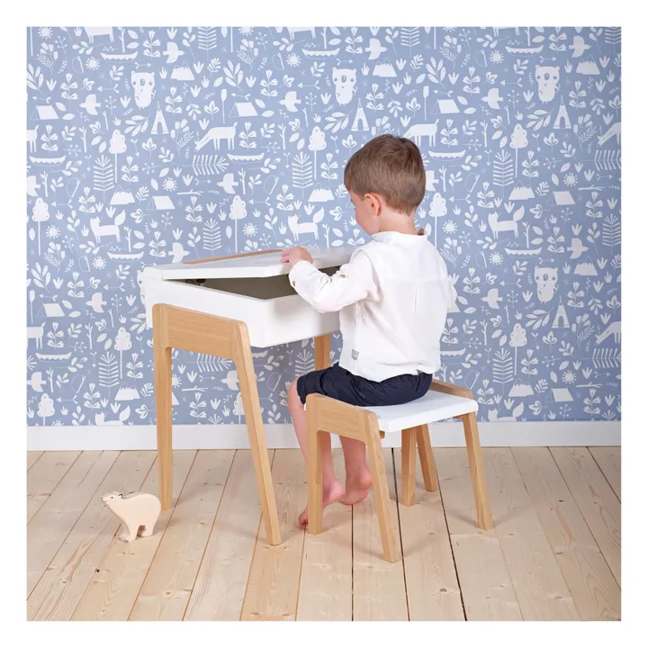 Bureau et tabouret My Little Pupitre en chêne blanchi | Blanc- Image produit n°2
