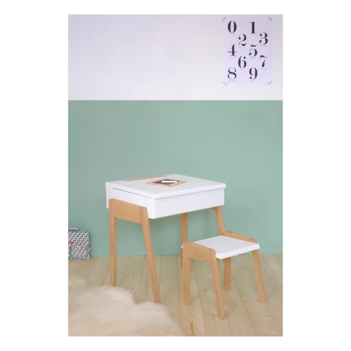 Bureau et tabouret My Little Pupitre en chêne blanchi | Blanc- Image produit n°3