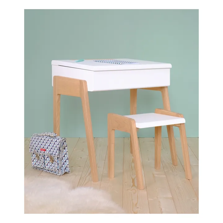 Bureau et tabouret My Little Pupitre en chêne blanchi | Blanc- Image produit n°4