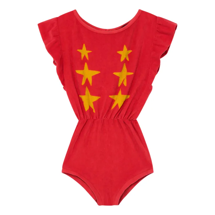 Koala Yellow Terry Cloth Playsuit | Red- Product image n°0