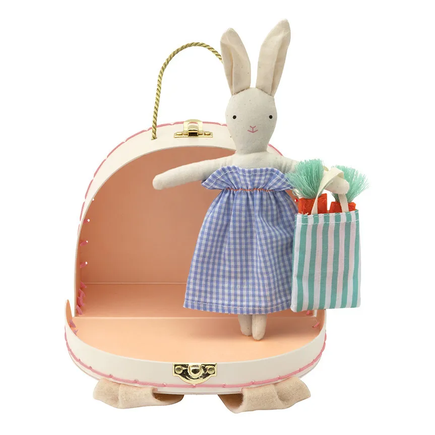 Mini poupée Lapin dans sa valisette | Rose- Image produit n°2