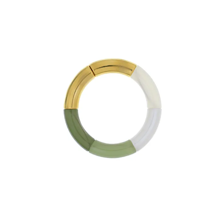 Bracciale in resina placcato oro Seabed  | Verde- Immagine del prodotto n°0