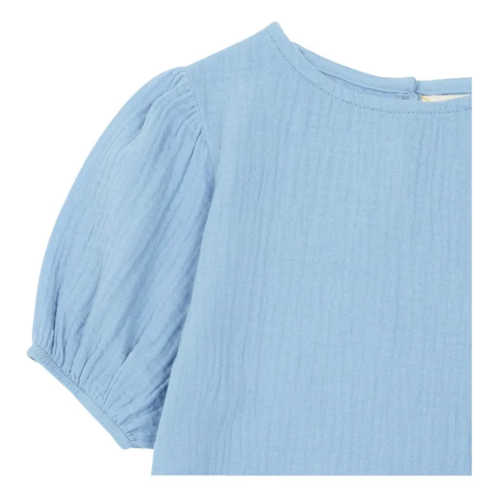 Robe Longue Gaze de Coton | Bleu ciel- Image produit n°3