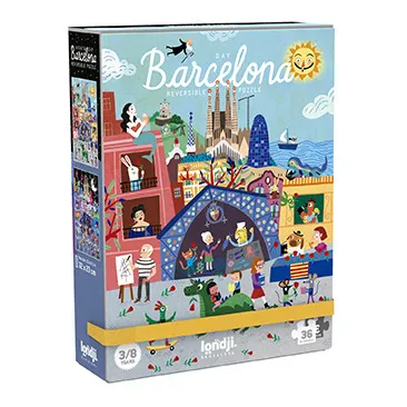 Puzzle recto verso Nuit Jour Barcelona- Image produit n°0