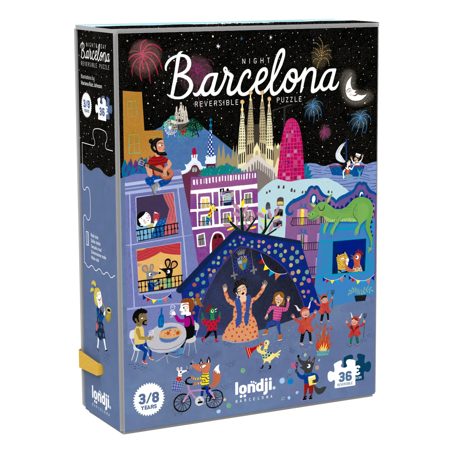 Puzzle recto verso Nuit Jour Barcelona- Image produit n°2