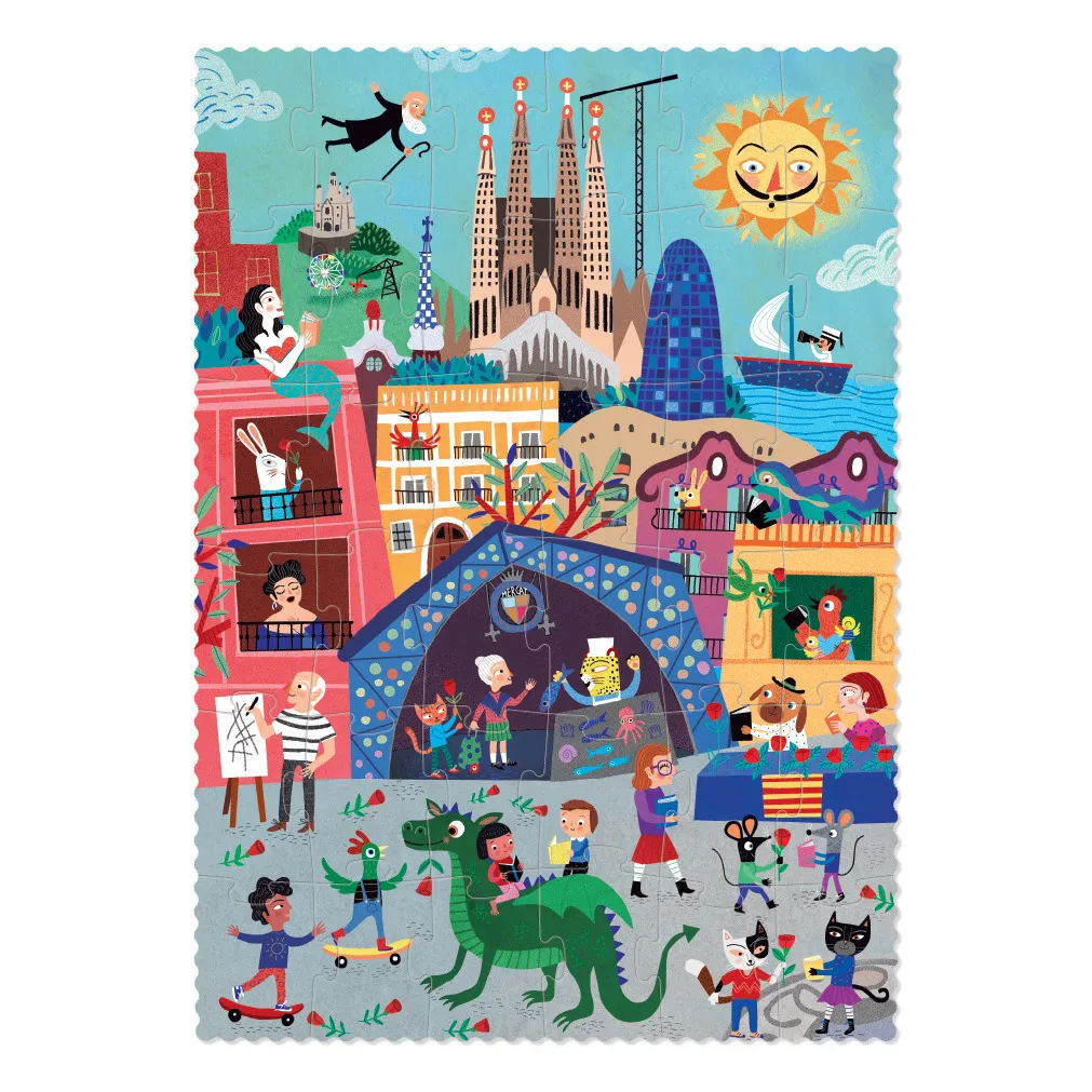 Puzzle recto verso Nuit Jour Barcelona- Image produit n°1