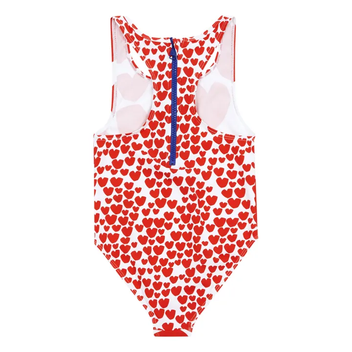 Costume da bagno intero Anti-UV in Nylon ricilato cuori  | Rosso- Immagine del prodotto n°1