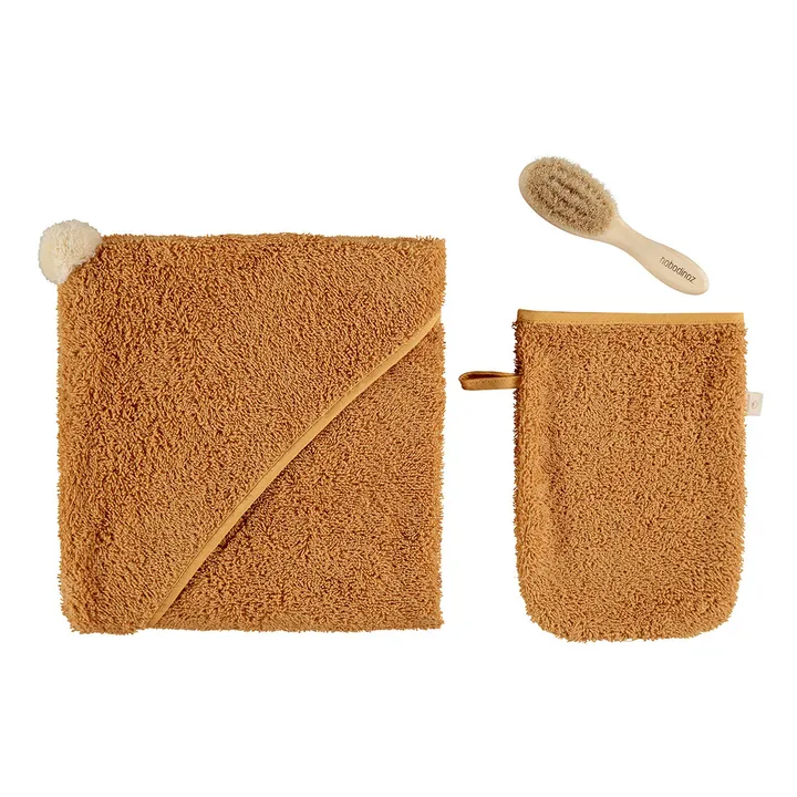 Accesorios de algodón orgánico para el baño So Cute - Set de 3 | Caramelo- Imagen del producto n°0