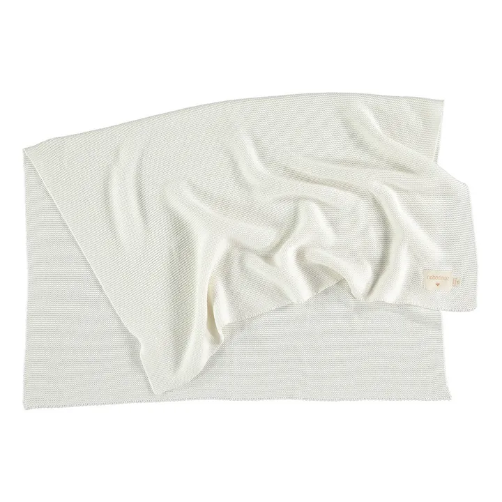 Coperta In maglia So Natural in cotone bio | Bianco latte- Immagine del prodotto n°4