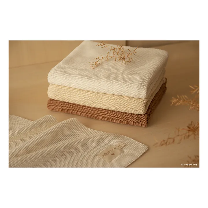 Coperta In maglia So Natural in cotone bio | Bianco latte- Immagine del prodotto n°7