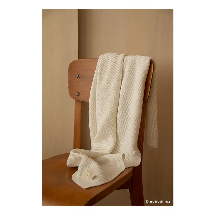 Coperta In maglia So Natural in cotone bio | Bianco latte- Immagine del prodotto n°5