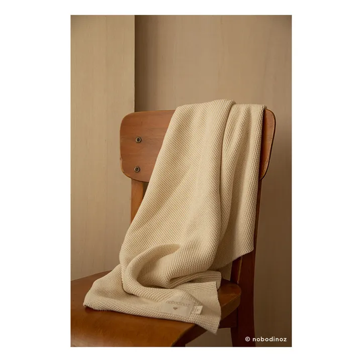 Couverture tricotée So Natural en coton bio | Naturel- Image produit n°5