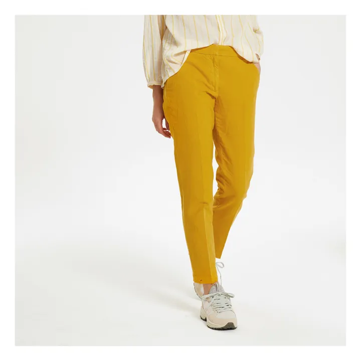 Pantaloni in cotone e Lino  | Giallo senape- Immagine del prodotto n°1