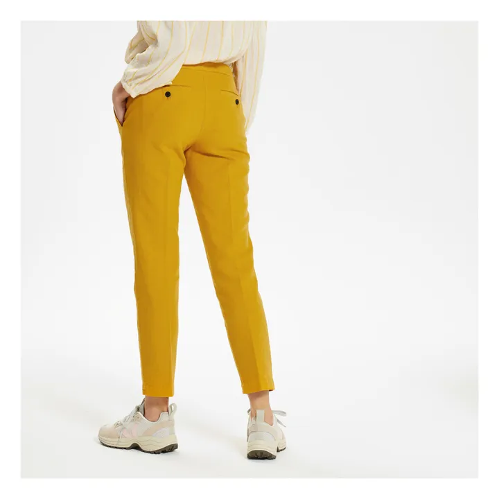 Pantaloni in cotone e Lino  | Giallo senape- Immagine del prodotto n°2