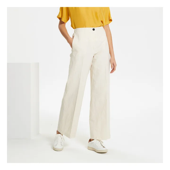 Pantalon Coton et Lin | Ecru- Image produit n°1
