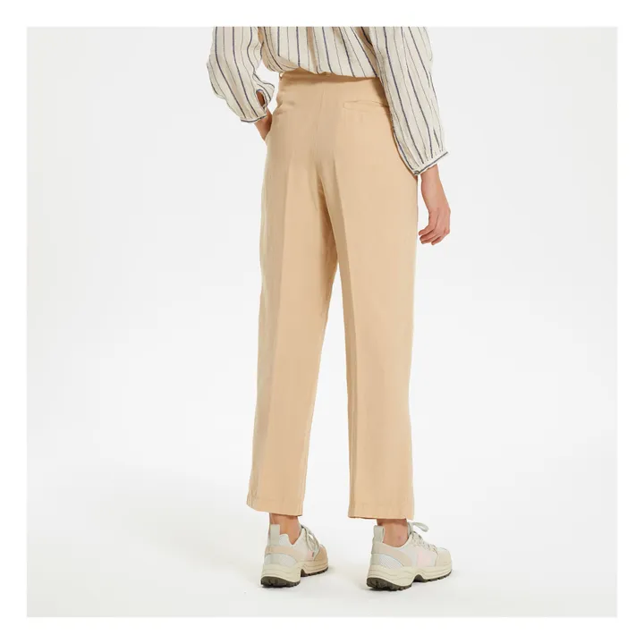 Fluid Linen Blend Trousers | Beige- Product image n°2