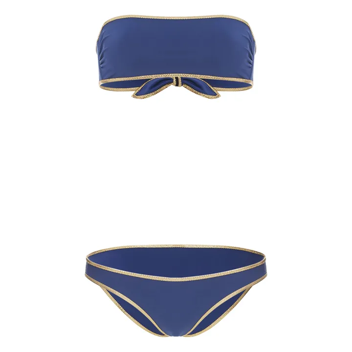 Bikini Bandeau Réversible Hampton | Bleu marine - Noir- Image produit n°0