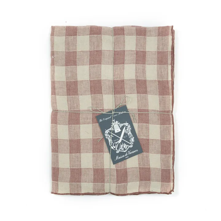 Bourdon tablecloth in vintage canvas | Rosewood- Product image n°0