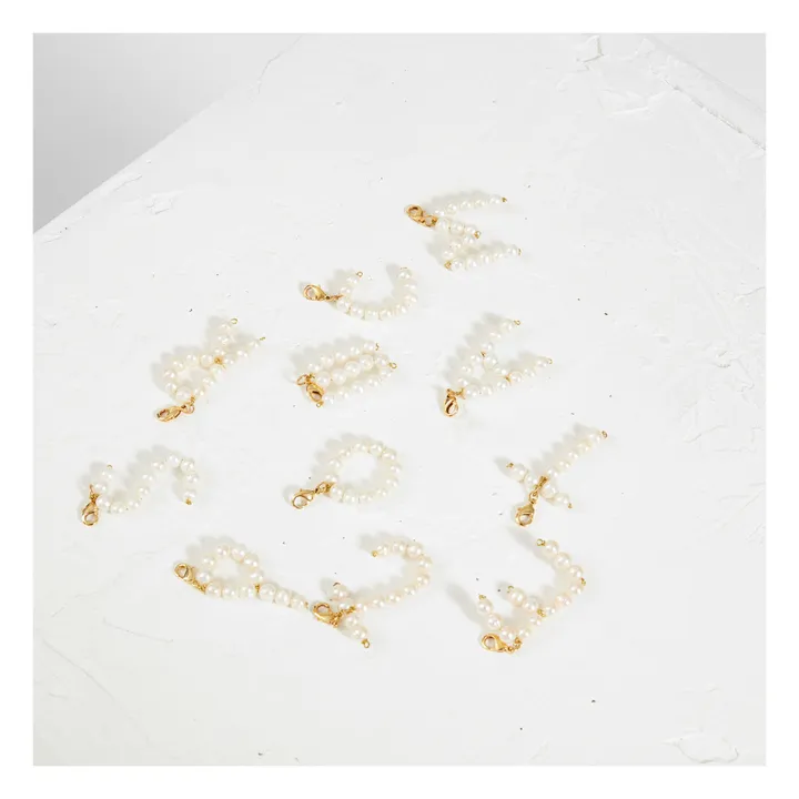Ciondolo perle lettera J | Bianco- Immagine del prodotto n°2