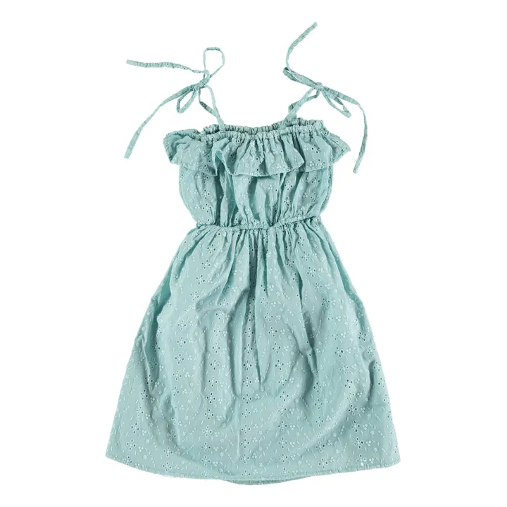 Vestido bordado inglés | Azul verde- Imagen del producto n°0