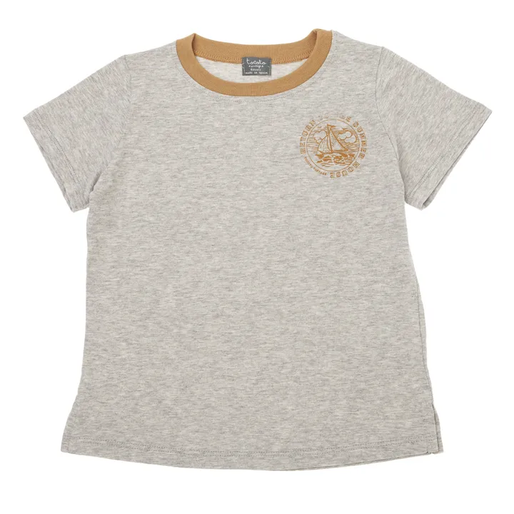Camiseta de algodón orgánico bicolor | Gris Jaspeado- Imagen del producto n°0