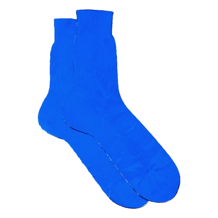 Laminated One Ribbed Socks | Blue- Product image n°0