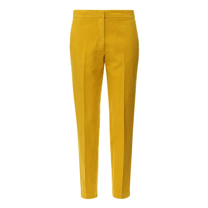 Pantaloni in cotone e Lino  | Giallo senape- Immagine del prodotto n°0
