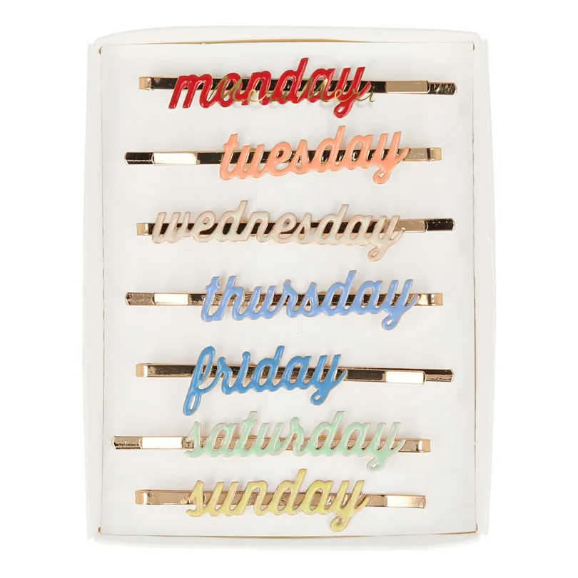 Meri Meri Multicoloured Weekday Barrettes - Set Of 7