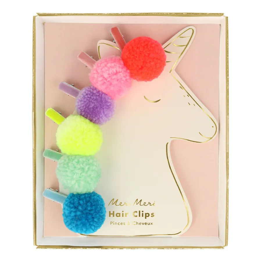 Meri Meri Multicoloured Pompom Barrettes - Set Of 6