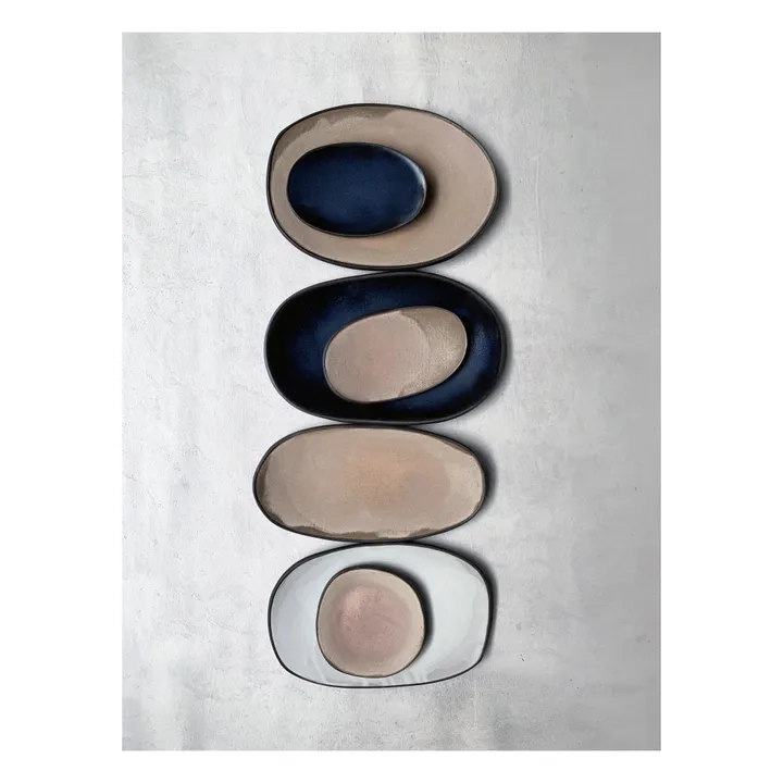 Assiette ovale en céramique | Bleu marine- Image produit n°1