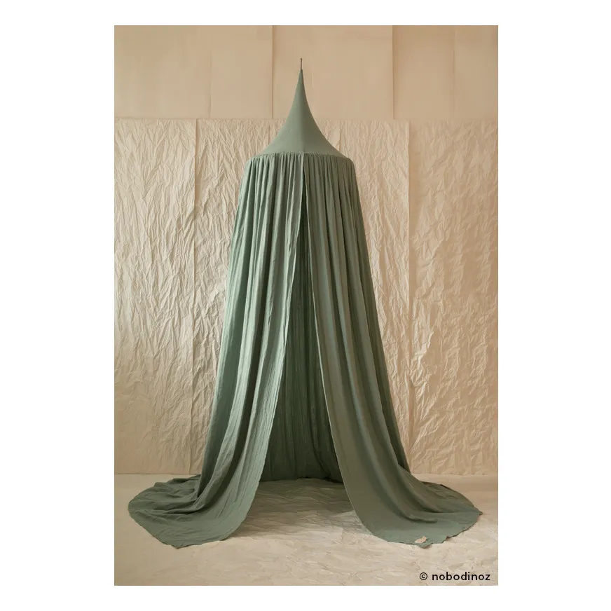 Ciel de lit Amour en coton bio | Vert- Image produit n°1