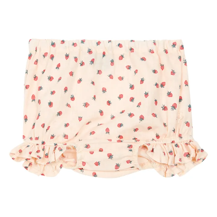 Cubrepañal de algodón y lino Fresas | Rosa- Imagen del producto n°0