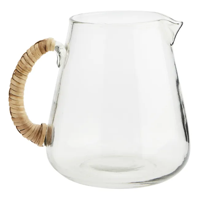 Carafe en verre avec anse en bambou | Transparent