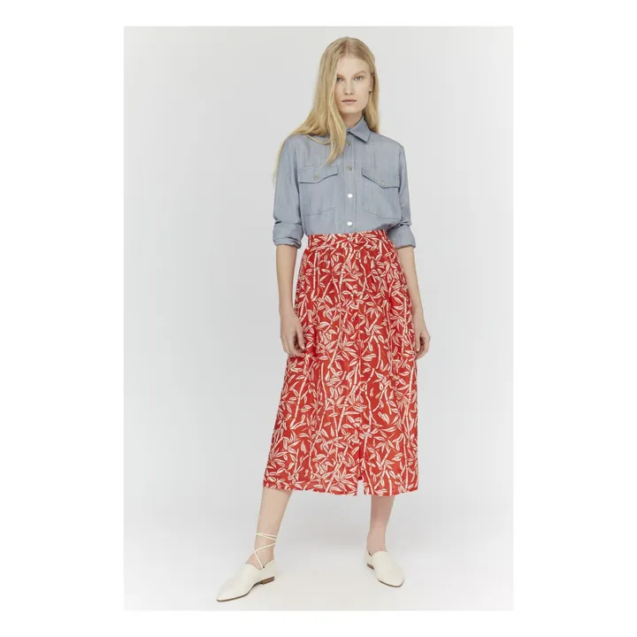Mendes Silk Skirt | Red- Product image n°2
