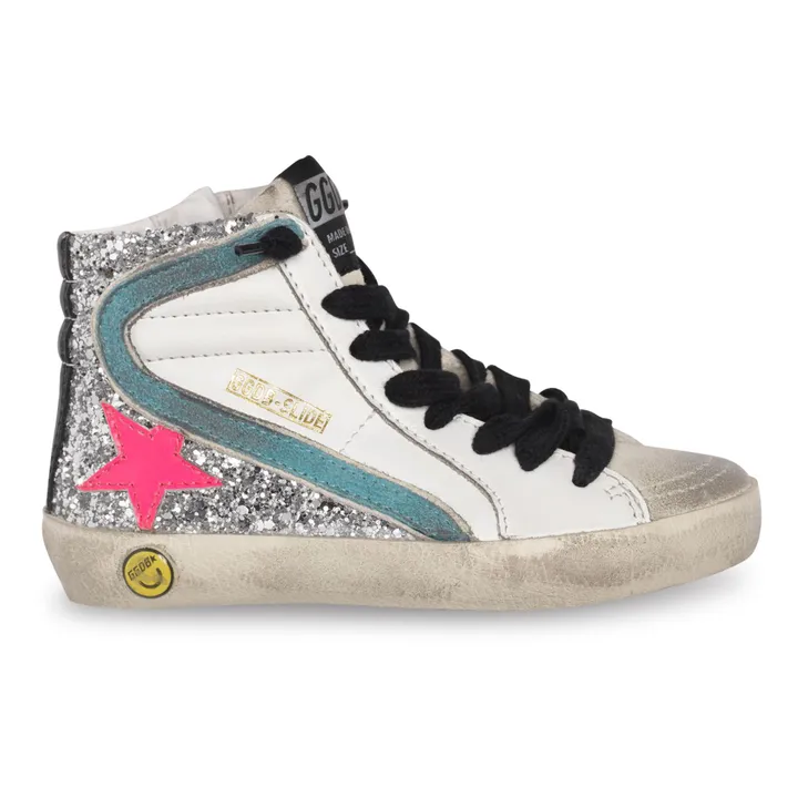 Sneakers aus Leder Glitter Slide | Weiß- Produktbild Nr. 0