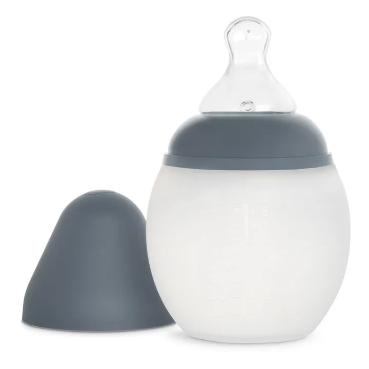Biberon en silicone médical et tétine physiologique | Bleu gris- Image produit n°0
