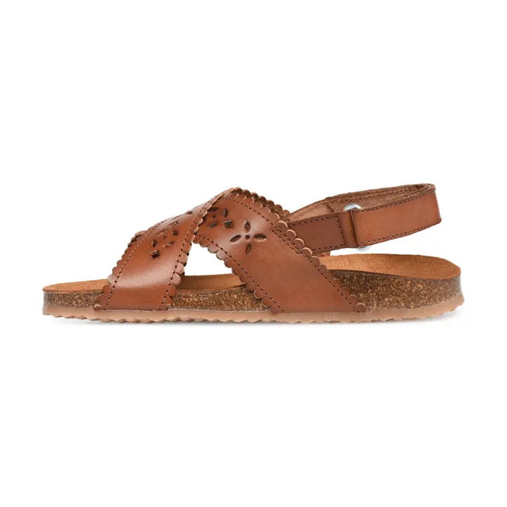 Two Con Me - Perforated Criss Cross Sandals | Caramel- Product image n°2