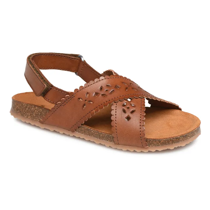 Two Con Me - Perforated Criss Cross Sandals | Caramel- Product image n°3